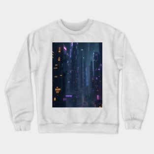 Cyberpunk Cityscape Futuristic Nighttime Crewneck Sweatshirt